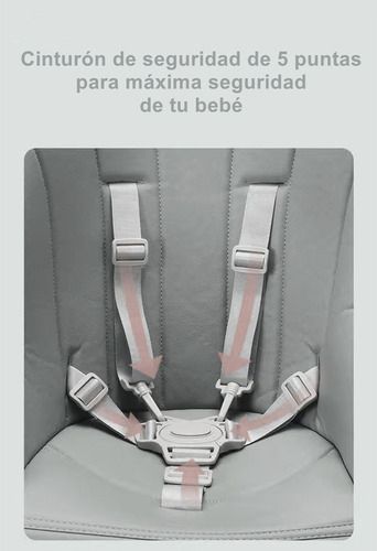 Silla De Comer Lubabycas Plegable Con Ruedas Gris-6