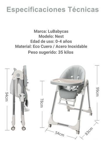 Silla De Comer Lubabycas Plegable Con Ruedas Gris-7