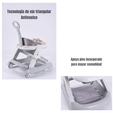 Andador Caminador 5 En 1 Con Apoya Pies Gris LuBabycas-5