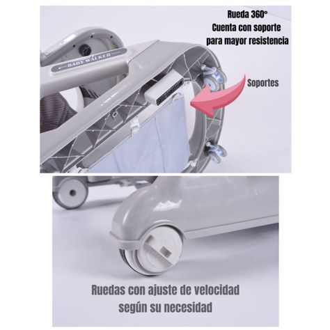 Andador Caminador 5 En 1 Con Apoya Pies Gris LuBabycas-6
