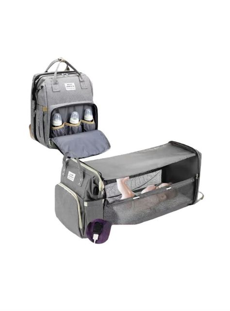 Mochila Maternal 3 En 1 Con Cunita Lubabycas Gris-0