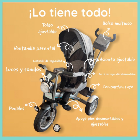 Triciclo Multifuncional 360° Con Luces Lubabycas Púrpura-2