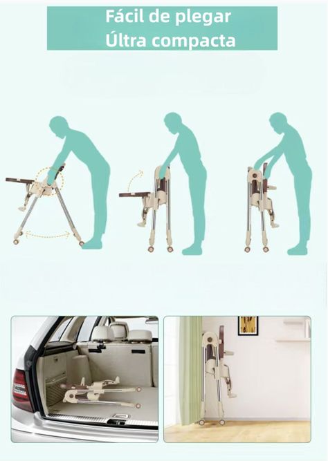 Silla De Comer Multiposiciones Plegable Rosada Lubabycas-6