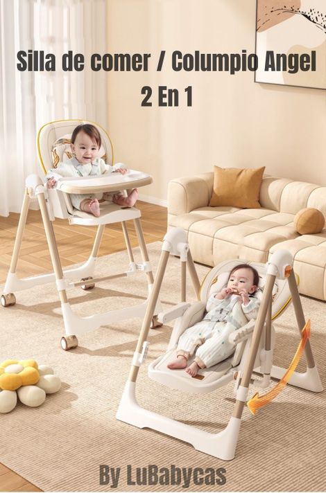 Silla De Comer Columpio 2 En 1 LuBabycas Blanca-1