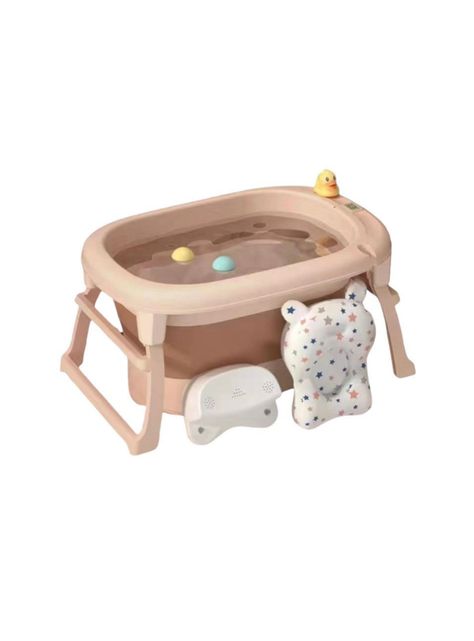 Bañera Con Cojin Termómetro Más Accesorios Rosada Lubabycas-0