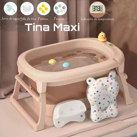 Bañera Con Cojin Termómetro Más Accesorios Rosada Lubabycas-1