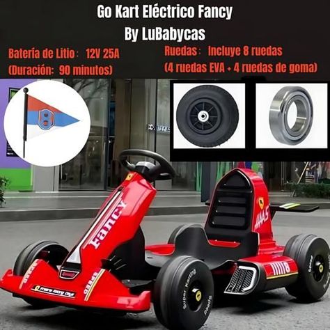 Go Kart Auto Eléctrico 12V25A Rojo Con Control LuBabycas-1