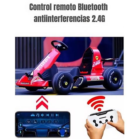Go Kart Auto Eléctrico 12V25A Rojo Con Control LuBabycas-2
