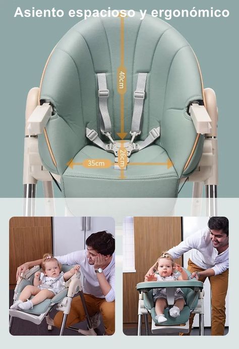 Silla De Comer Reclinable Y Plegable Crema Lubabycas-1