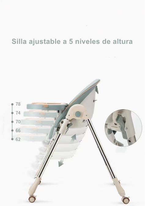 Silla De Comer Reclinable Y Plegable Crema Lubabycas-3