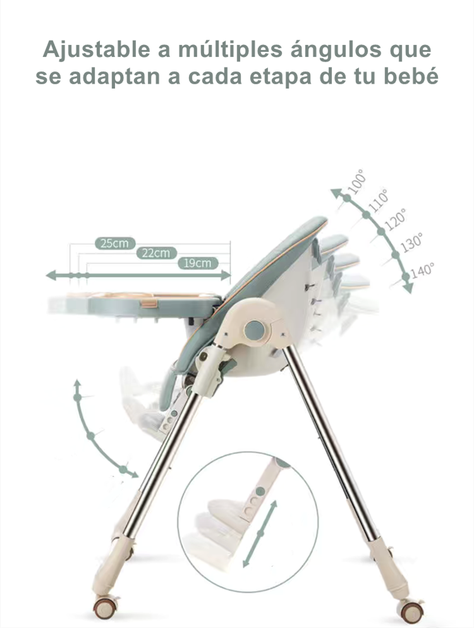 Silla De Comer Reclinable Y Plegable Crema Lubabycas-5