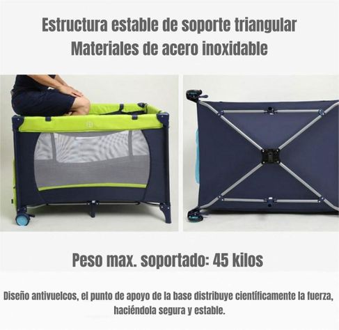 Cuna Corral Con Mudador Mosquitero Colchón Rosada LuBabycas-6