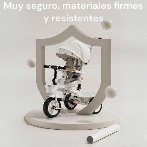 Triciclo LuBabycas 360° Multiposiciones con Mesita Blanco-6