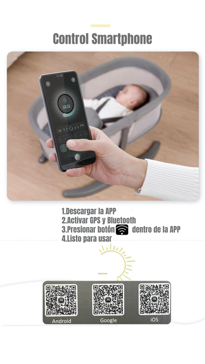 Cuna Mecedora Eléctrica 2 En 1 Mastela Gris LuBabycas-4