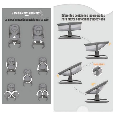 Cuna Mecedora Eléctrica 2 En 1 Mastela Gris LuBabycas-5