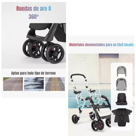 Coche Doble Duo Reclinable Plegable Gris By LuBabycas-4