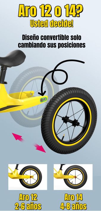 Bicicleta de Equilibrio Convertible Aro 12 y 14 Rosada-2