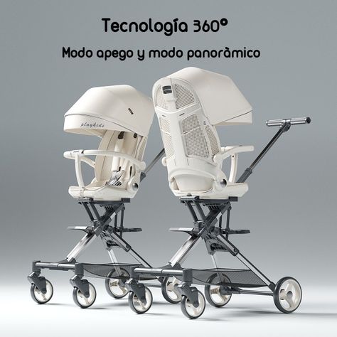 Coche De Paseo 360° Reclinable Playkids Blanco Lubabycas-1