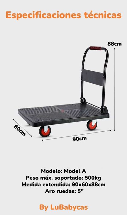 Carro De Carga Plegable 500KG 90x60cm By LuBabycas-7