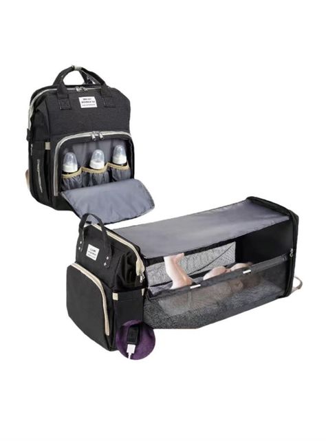 Mochila Maternal 3 En 1 Con Cunita Lubabycas Negra-0