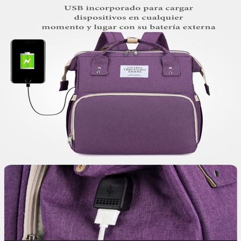 Mochila Maternal 3 En 1 Con Cunita Lubabycas Negra-3