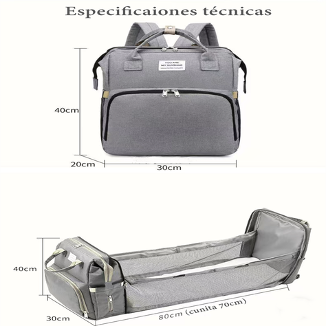 Mochila Maternal 3 En 1 Con Cunita Lubabycas Negra-6