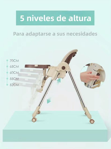 Silla De Comer Multiposiciones Plegable Dorada Lubabycas-2