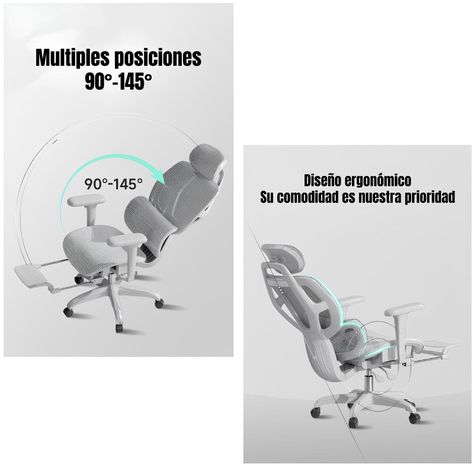 Silla De Escritorio Reclinable Premium E13 Gris LuBabycas-4