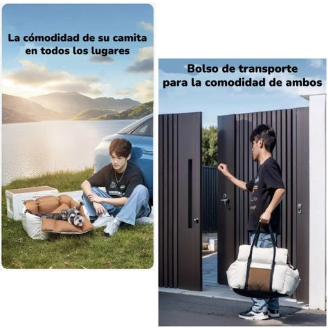 Bolso De Asiento Portatil Transportador 3 En 1 Mascota Auto-3