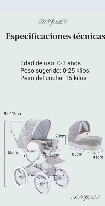 Coche Lujoso Royal De Coolbaby 2 Piezas Gris By Lubabycas-7