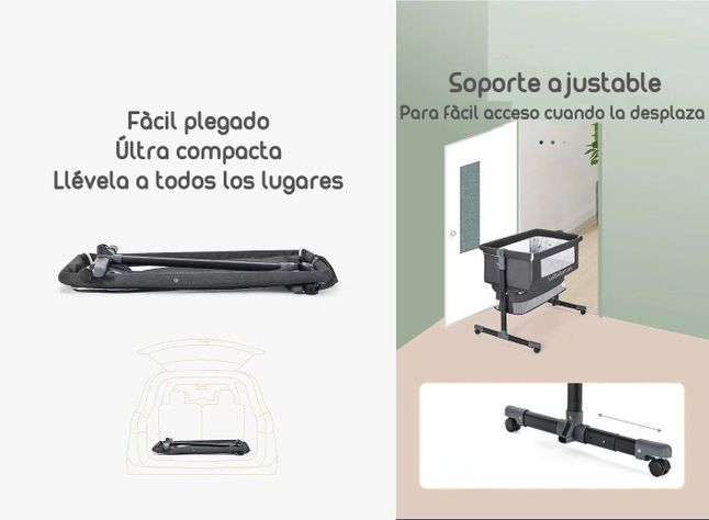 Cuna Colecho Con Mudador Y Accesorios Lubabycas Gris-4