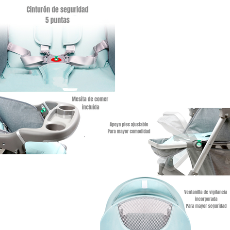 Coche de Paseo Reversible Rubik Gris LuBabycas-4