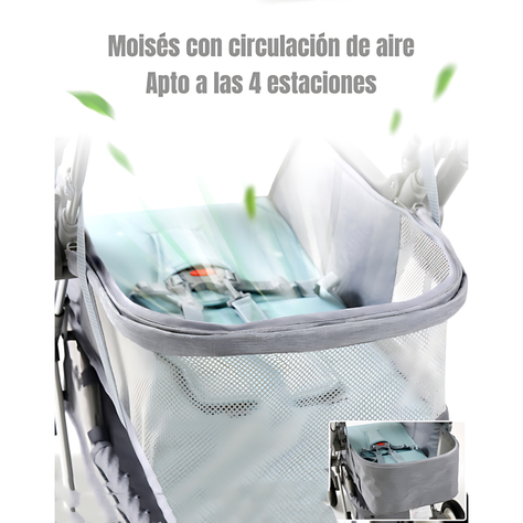 Coche de Paseo Reversible Rubik Gris LuBabycas-6