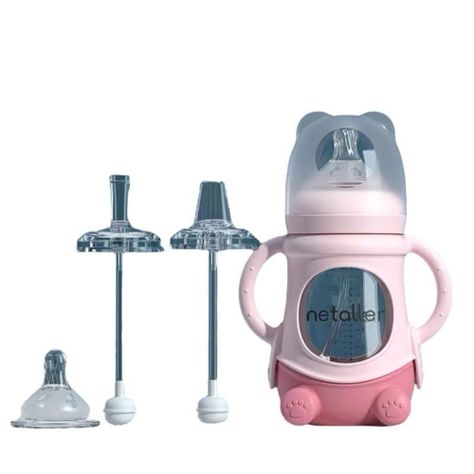 Mamaderas Con Chupetes Y Protector Lubabycas Rosada-0
