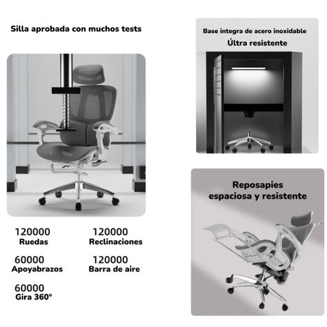 Silla De Escritorio Reclinable Reposapies E06Negra LuBabycas-3