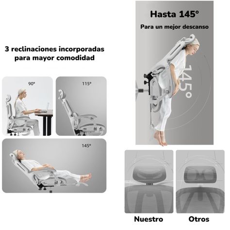Silla De Escritorio Reclinable Reposapies E06Negra LuBabycas-4