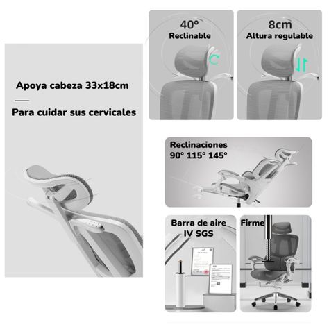 Silla De Escritorio Reclinable Reposapies E06Negra LuBabycas-5