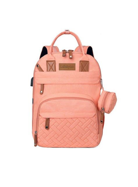 Mochila Maternal Con Monedero Y Colgador Lubabycas Rosada-0