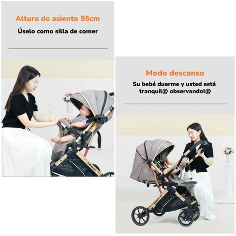 Coche De Paseo Reversible Con Cubre Pies B1 Negro LuBabycas-3