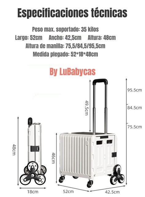 Carrito de Compras Plegable Con Ruedas Trepadoras LuBabycas-7
