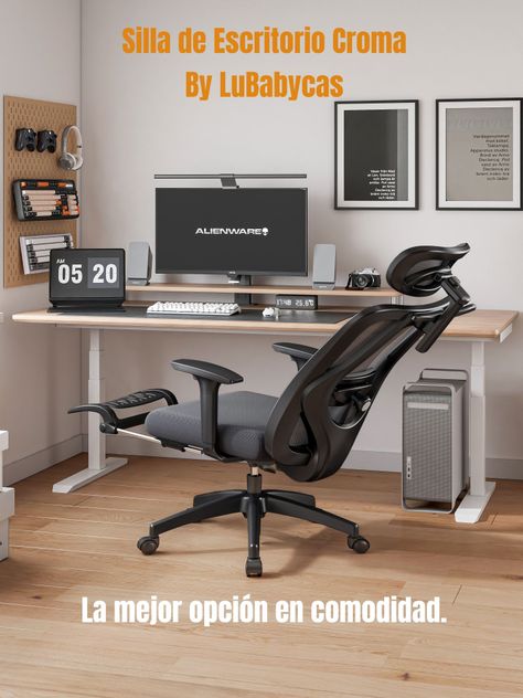 Silla de Escritorio Premium Con Apoya Pies Negra LuBabycas-1