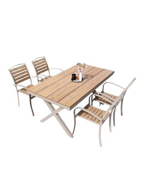 Juego De Comedor Exteriores 150CM Y 4 Sillas Impermeables-0