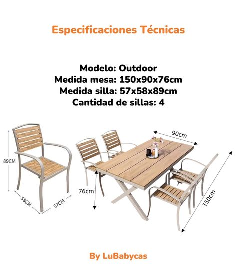Juego De Comedor Exteriores 150CM Y 4 Sillas Impermeables-7