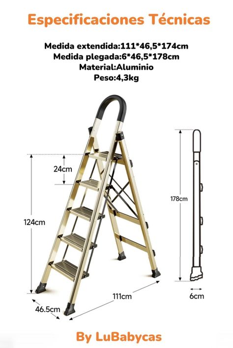 Escalera De Aluminio Dorada 5 Escalones By LuBabycas-7