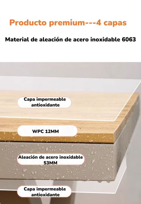 Juego De Comedor Exteriores 180CM Y 6 Sillas Impermeables-4