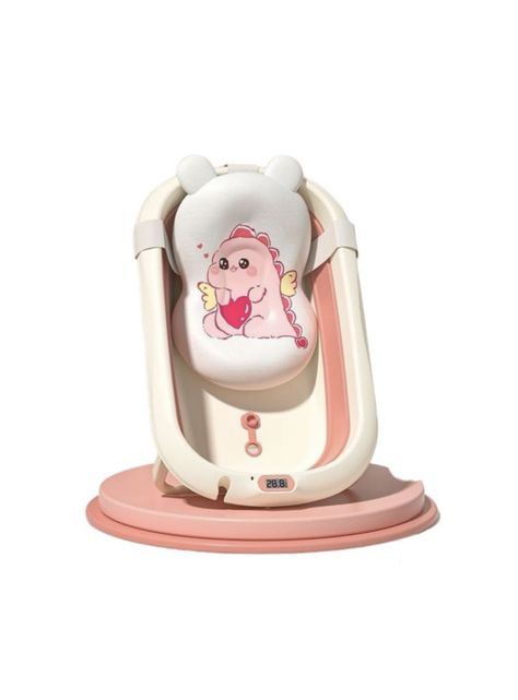 Bañera Con Termómetro Cojín Premium Rosada LuBabycas-0