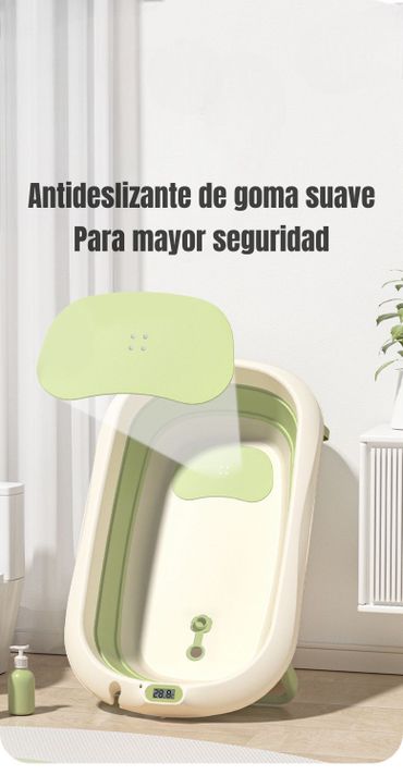 Bañera Con Termómetro Cojín Premium Rosada LuBabycas-3
