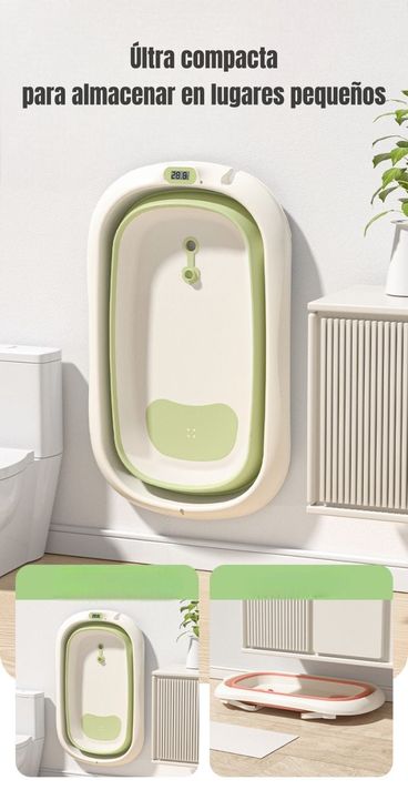Bañera Con Termómetro Cojín Premium Rosada LuBabycas-6