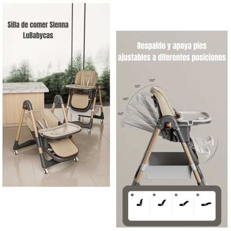 Silla De Comer Reclinable Plegable LuBabycas Café-1