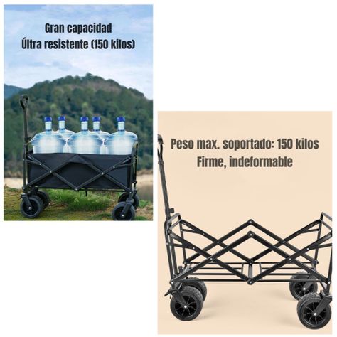 Carrito Para Compras y Camping Con Frenos Negro LuBabycas-1